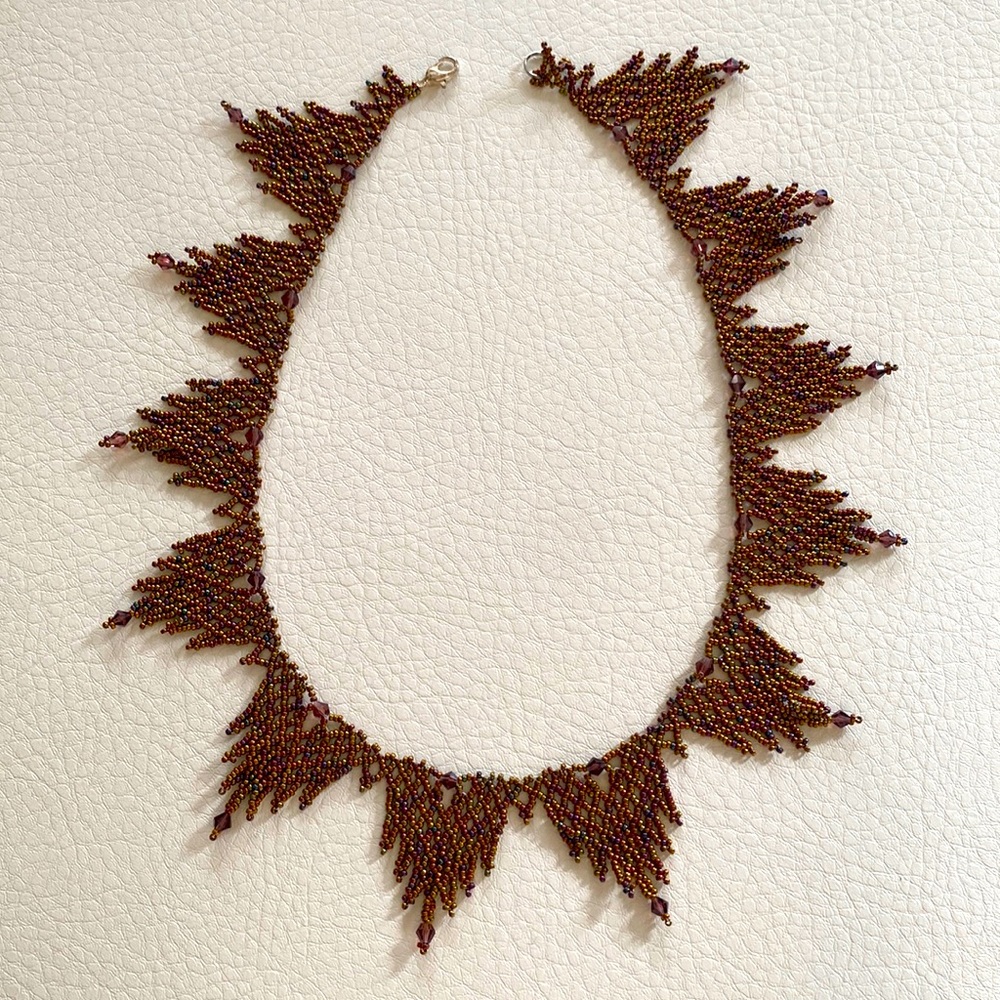 Bead Collar Necklace Vintage Style Lace Patten
